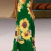 Maxi Dresses Floral Printed Sleeveless V-Neck Long Sundress - Image 2