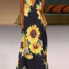 Maxi Dresses Floral Printed Sleeveless V-Neck Long Sundress - Image 3