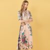 Patchwork Floral Print Pleated Midi Dress - Image 5