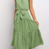 Polka Dot Sleeveless Sash Swing Maxi Dresses