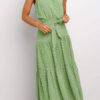 Polka Dot Sleeveless Sash Swing Maxi Dresses - Image 4