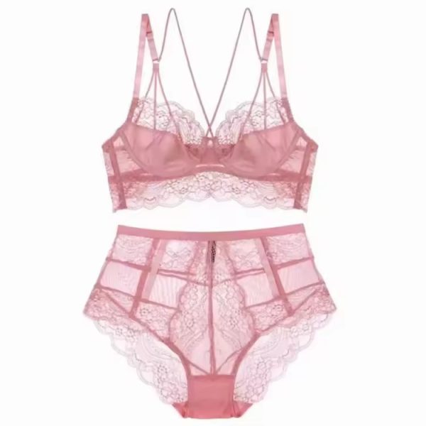 See Through Underwear Lace Lingerie Thin Bra Brief Set - Image 5