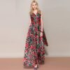 Sexy Floral Leopard Print Shawl Maxi Dress