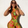 Sleeveless Hole Sexy Print Bodycon Jumpsuit - Image 2