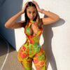 Sleeveless Hole Sexy Print Bodycon Jumpsuit