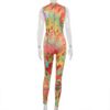 Sleeveless Hole Sexy Print Bodycon Jumpsuit - Image 6