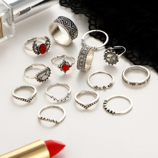 14pcs/Set Vintage Moon And Sun Midi Ring Sets - Image 5