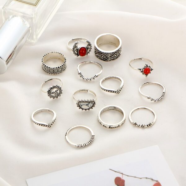 14pcs/Set Vintage Moon And Sun Midi Ring Sets - Image 6