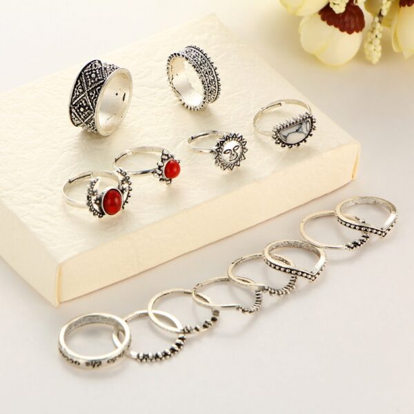 14pcs/Set Vintage Moon And Sun Midi Ring Sets - Image 7