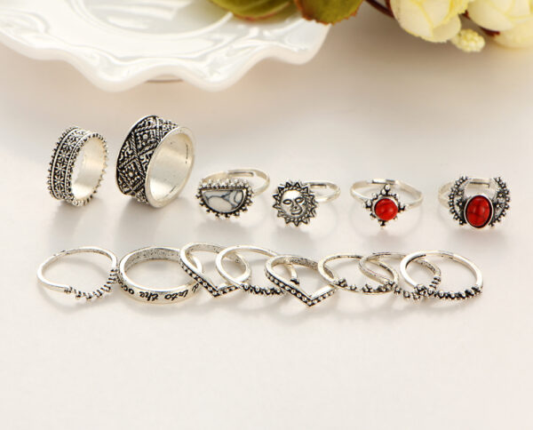 14pcs/Set Vintage Moon And Sun Midi Ring Sets - Image 8