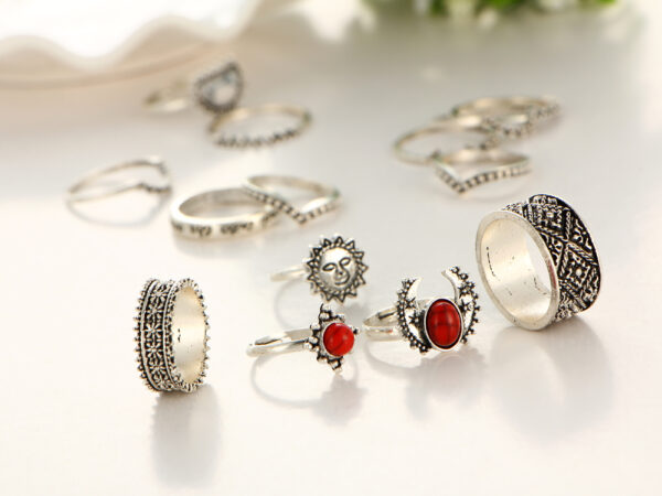 14pcs/Set Vintage Moon And Sun Midi Ring Sets - Image 9