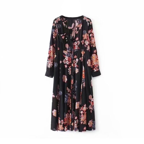 Boho Style Floral Print Beach Long Dress