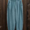 Casual Elastic Waist Loose Solid Color Pant - Image 6
