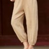Casual Elastic Waist Loose Solid Color Pant