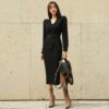 Elegant Sexy V-neck Lace Up Sweater Dress - Image 3