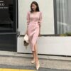 Elegant Sexy V-neck Lace Up Sweater Dress - Image 5
