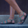 Flat Turquoise-Braided Sandals with Accents - Image 2