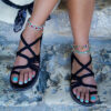 Flat Turquoise-Braided Sandals with Accents - Image 3