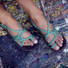 Flat Turquoise-Braided Sandals with Accents - Image 5