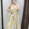 Floral Print Spaghetti Strap Beach Knee Length Dress