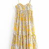 Floral Print Spaghetti Strap Beach Knee Length Dress - Image 2