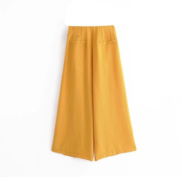 Holiday Boho Solid Button Loose Pleated Pants - Image 4