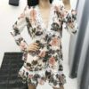 Sexy Deep V-Neck  Boho Embroidery Lace Patchwork Mini Dress - Image 4