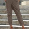 Side Pockets Casual Belt Harem Pants Irregular Loose Trousers - Image 2