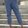 Side Pockets Casual Belt Harem Pants Irregular Loose Trousers - Image 3