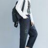 Star Embroidery Stripe Elastic Waist Pants With Pocket - Image 4