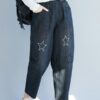 Star Embroidery Stripe Elastic Waist Pants With Pocket - Image 6
