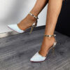 Stiletto Heels Sandal - Shiny Metallic Open Heel - Image 3