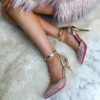 Stiletto Heels Sandal - Shiny Metallic Open Heel - Image 4