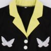 Turndown Collar Buttons Layered Short Sleeves Butterfly Color Block Swing Dress - Image 3