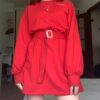 Casual A-line Dress Loose Lantern Sleeve Dress