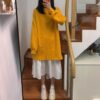 Casual A-line Dress Loose Lantern Sleeve Dress - Image 5
