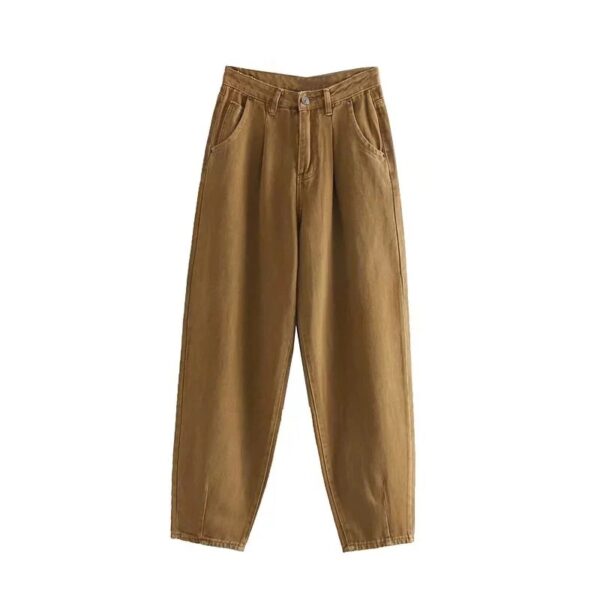 High Waist Loose Pockets Boyfriend Pants - Image 7