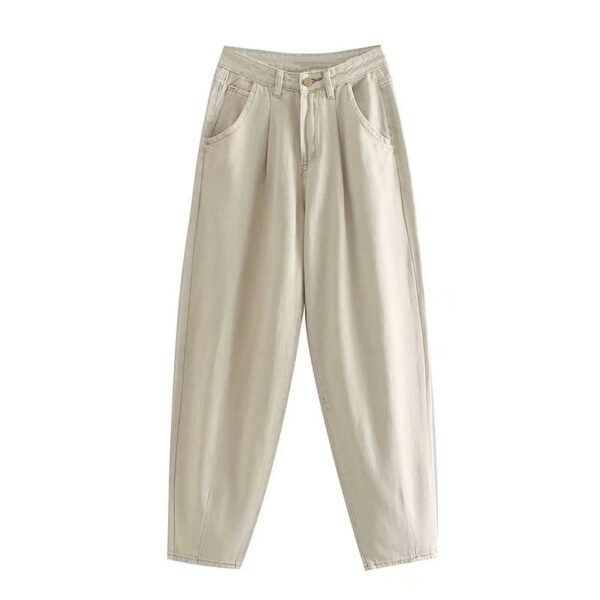 High Waist Loose Pockets Boyfriend Pants - Image 11