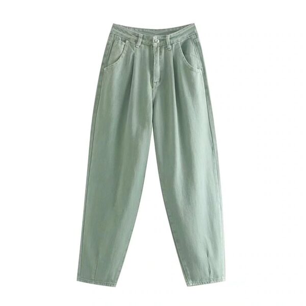 High Waist Loose Pockets Boyfriend Pants - Image 13