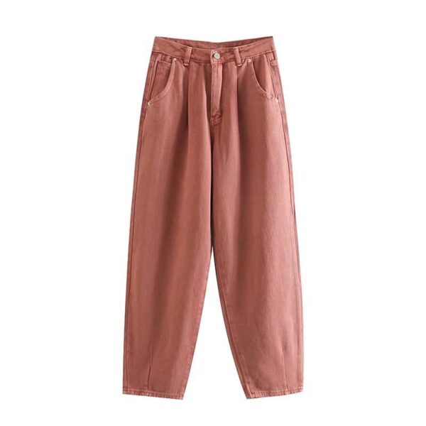 High Waist Loose Pockets Boyfriend Pants - Image 15