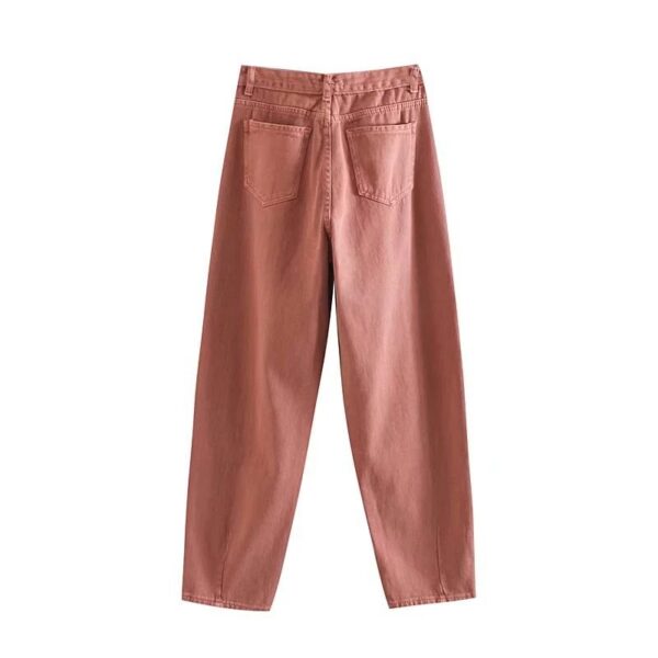 High Waist Loose Pockets Boyfriend Pants - Image 16