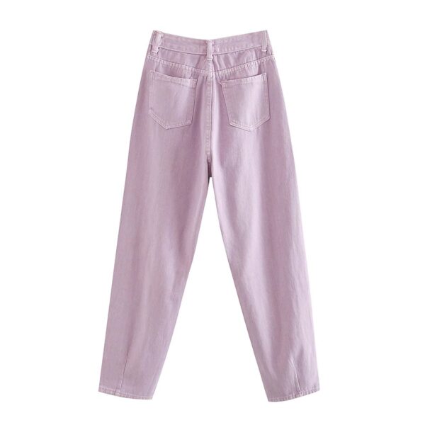 High Waist Loose Pockets Boyfriend Pants - Image 18