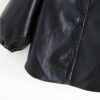 PU Faux Leather Turn Down Collar Sleeve Blouse Shirt - Image 4