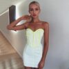 Casual Strapless Striped Runway Party Bodycon Mini Dress