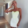 Casual Strapless Striped Runway Party Bodycon Mini Dress - Image 2