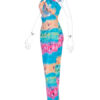 Sleeveless Tie Dye Straps Neck Cut Out Pleated Open Shoulder Sexy Dresses - Image 5