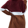 Turndown Collar Color Block Pockets Faux Fur Coat - Image 3