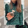 Vintage Floral Print Pleated Bodycon Mini Dress - Image 3