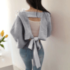 Backless Bandage Batwing Sleeve Korean Cardigan