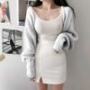 Backless Bandage Batwing Sleeve Korean Cardigan - Image 3